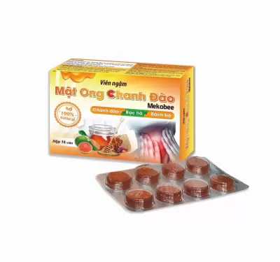 Viên Ngậm Mật Ong Chanh Đào Mekobee Hộp 16 Viên